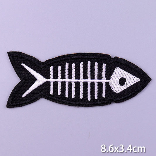 Fish Bone Fish Skeleton DIY Cartoon Patches Clothes Patch Embroidered Stickers