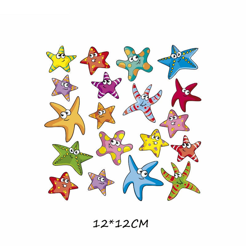 Multicolor Starfish Patches Kids Sea Animal Stickers Cartoon T-shirt Patch DIY