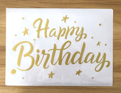 1pc 21x29cm Gold Stars and Happy Birthday Party Stickers Decals for Balloon