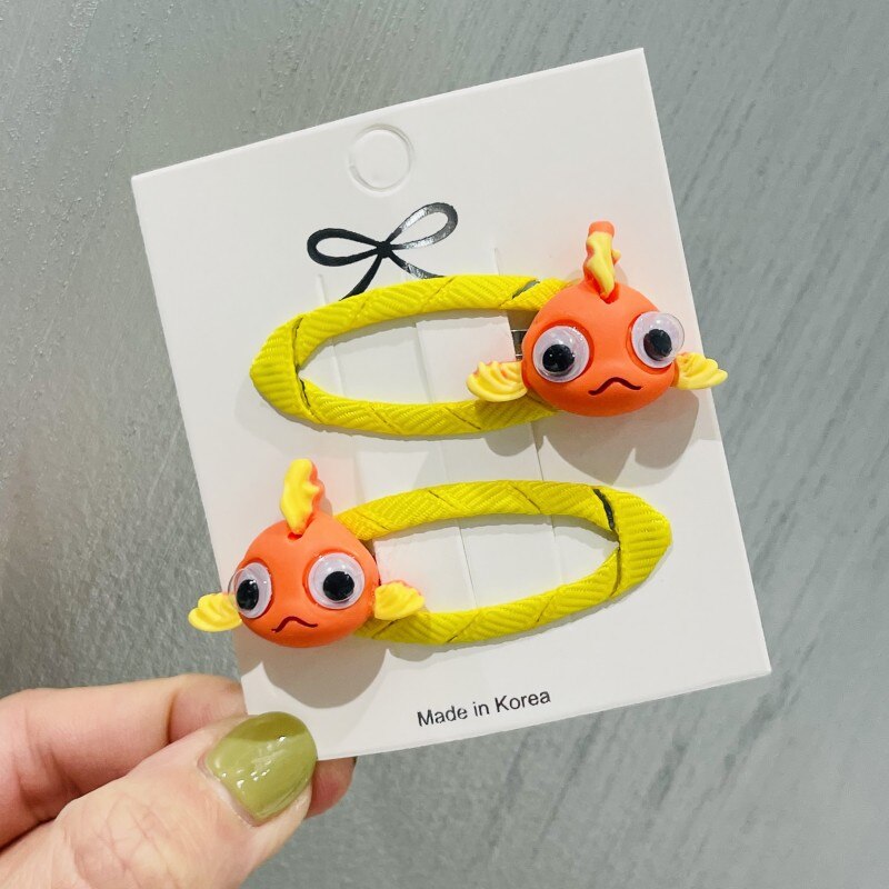 2Pcs Gold Fish Hair Clips Snap Clips Children Headwear Accessories