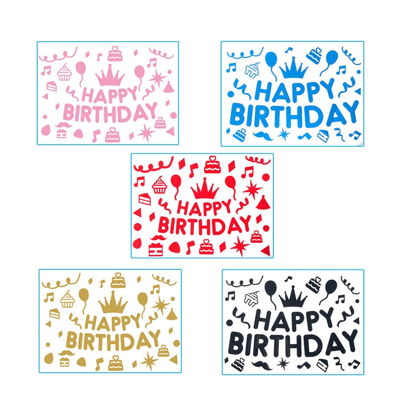 1pc 21x29cm Gold Happy Birthday Party Stickers Decals for Balloon Party Supplies