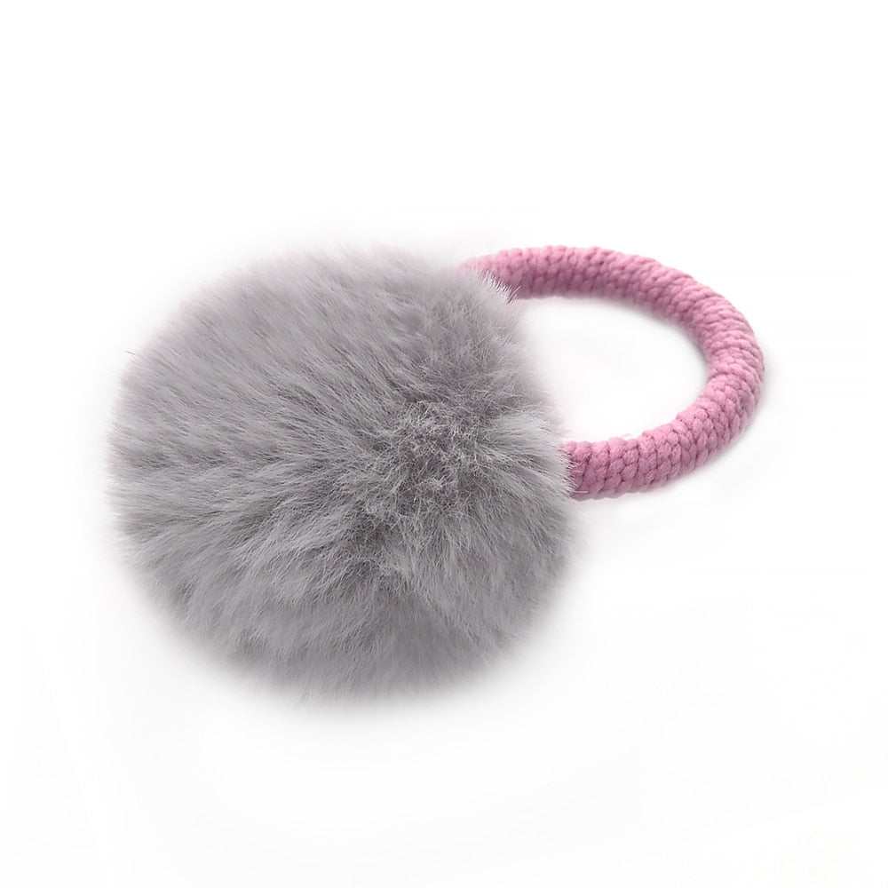 10 Styles Fur Ball With Elastic Rope Hair Band Handmade Elastic Ponytail Holders