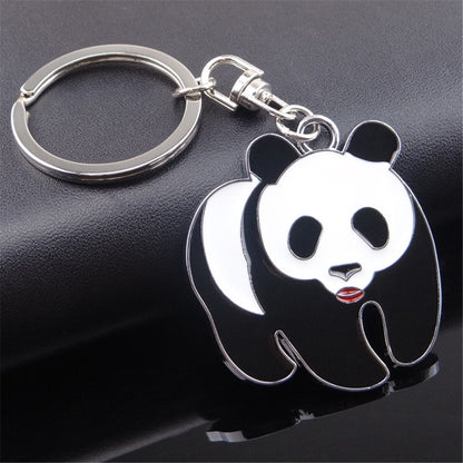 Panda Bear Keychain Stainless Steel Key Chain Charms Women Bag Cartoon Pendant