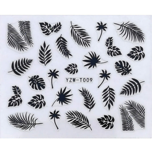 Mixed Style Leaves Nail Stickers Manicure Nails Decal Self-adhesive DIY Nail Art