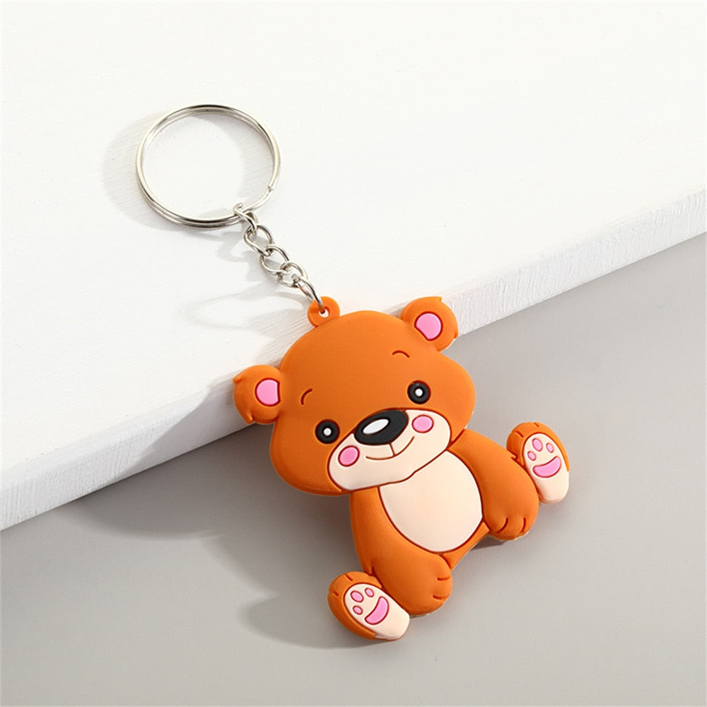 5 Styles Simulation Animal PVC Keychain Charms Car Key Ring Bag Ornaments Cute
