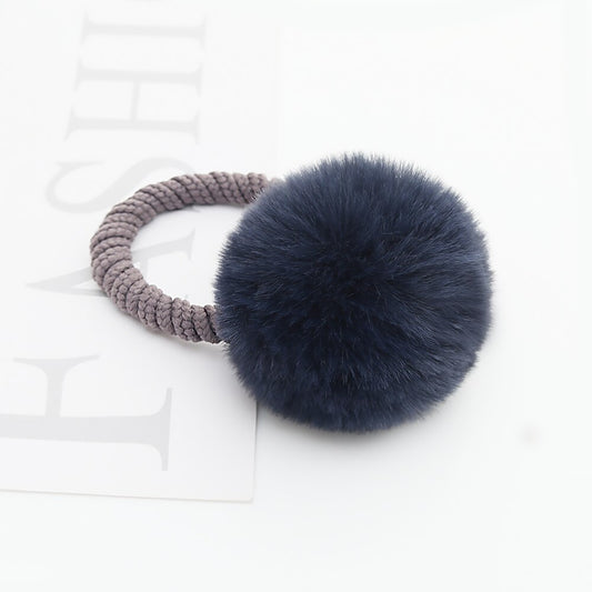 11 Styles Women Soft Furry Candy Colorful Fur Ball Hair Ring Hair Rope Pom Pom