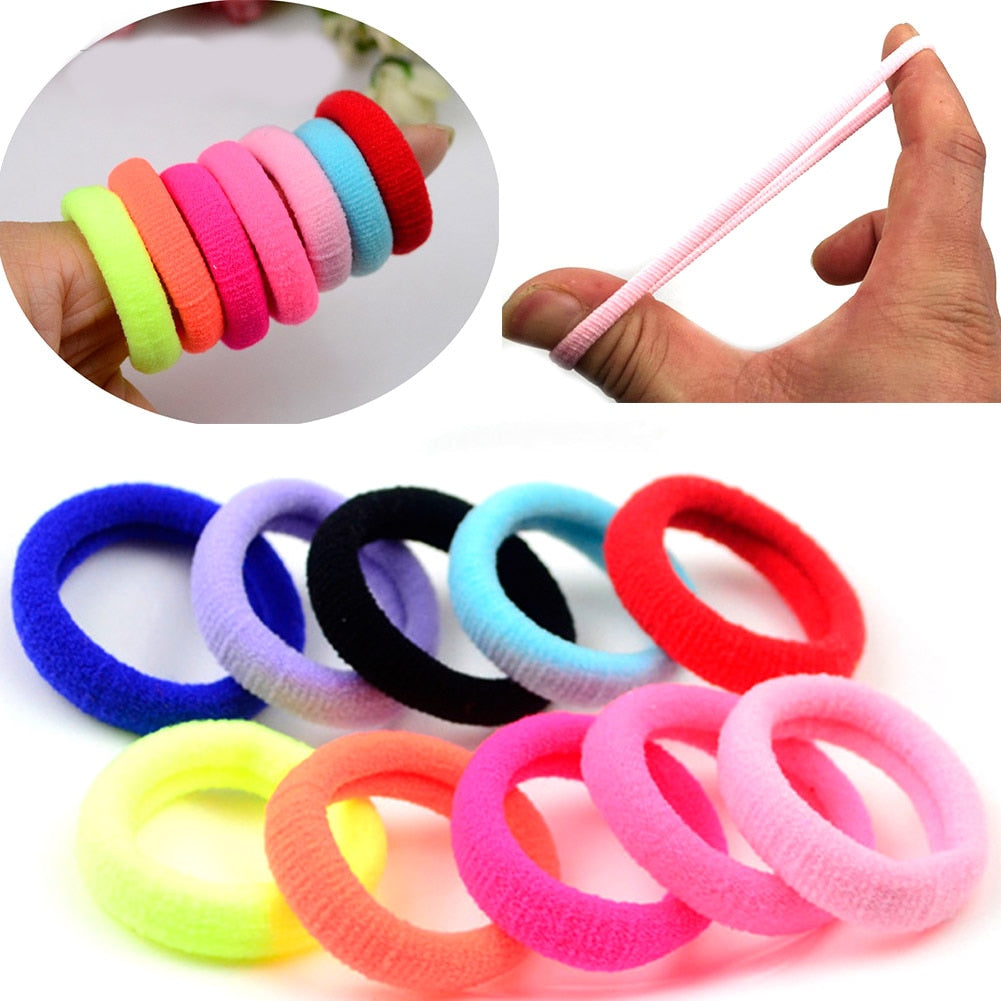 50pcs Mixed Color Girls Elastic Hair Bands Rubber Band Headwear Hair Accessories