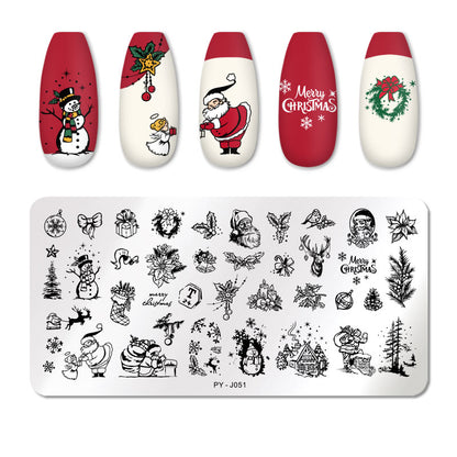 Santa Claud Merry Christmas Nail Stamping Plates Stencil Tools Template Plate