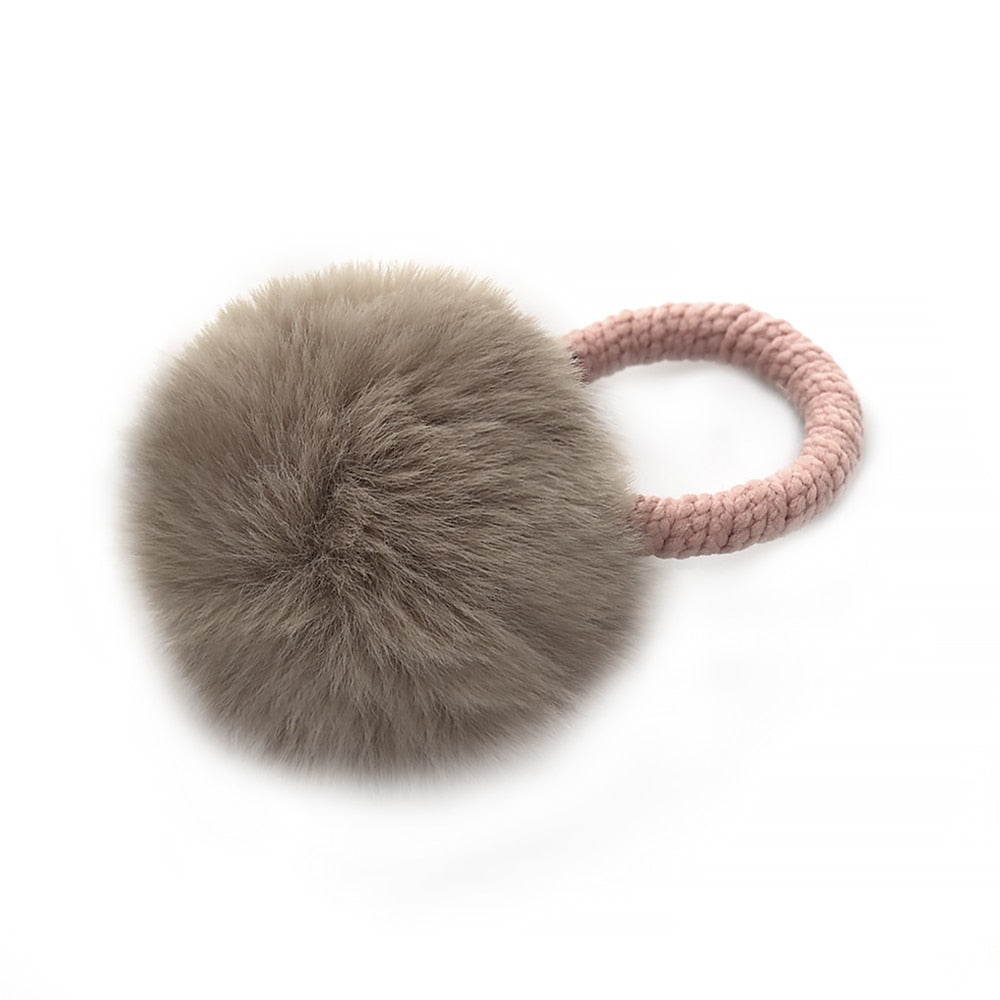 10 Styles Fur Ball With Elastic Rope Hair Band Handmade Elastic Ponytail Holders