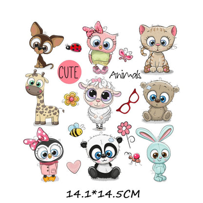 Cute Baby Animals Patches Kids Clothing Stickers Cartoon Art T-shirt Patch DIY