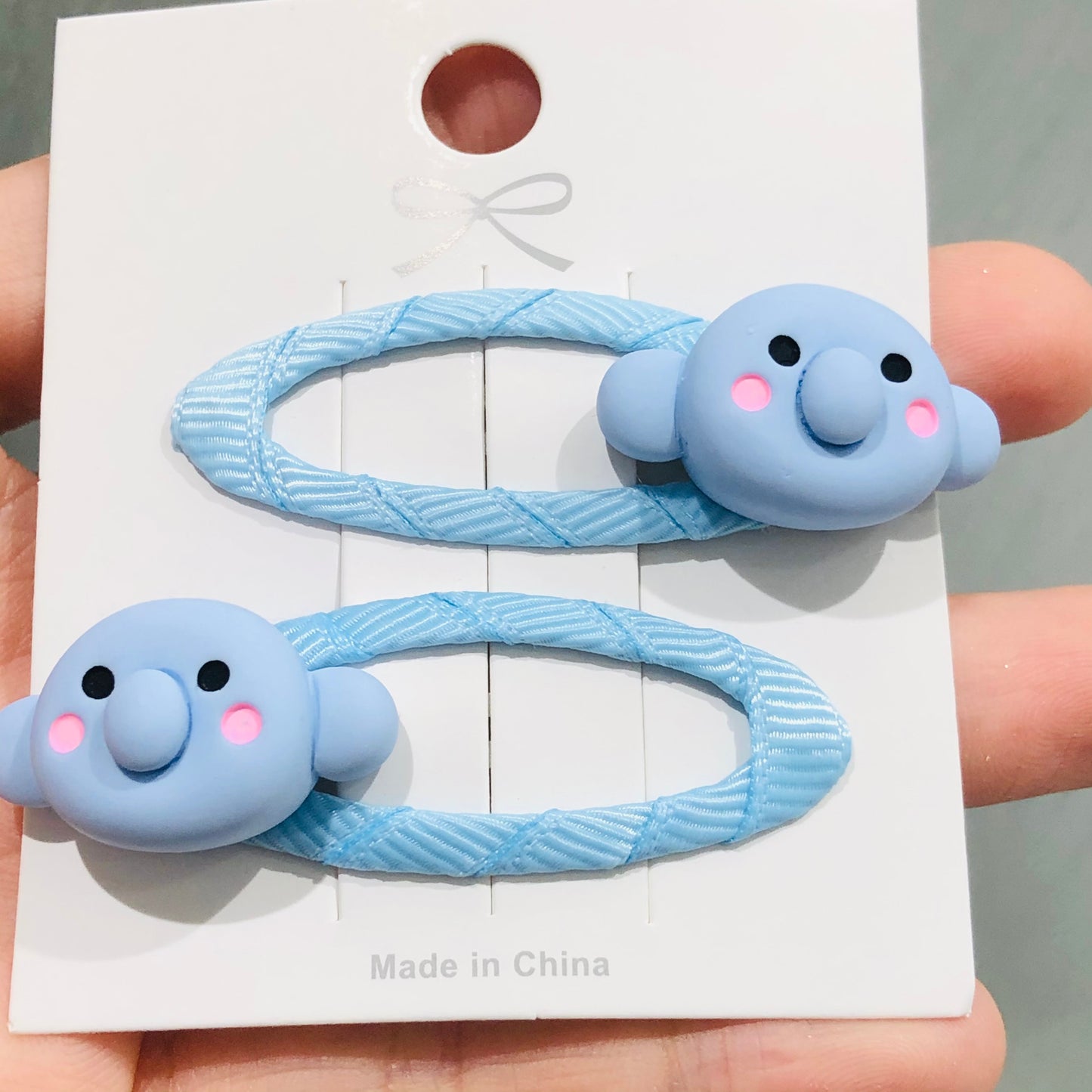 2Pcs Blue Elephant Children Snap Clips Hair Clips Girls Hair Accessories