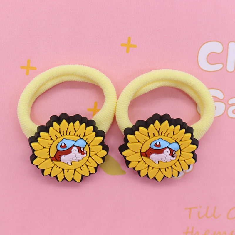 2Pcs Sunflower Cute Rubber Band Hairbands Creative Scrunchies Kids Elastic