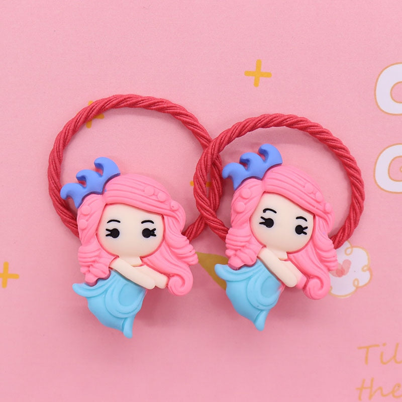 2Pcs Pink Hair Crown Decor Baby Headband Scrunchies Children's Elastic Bands