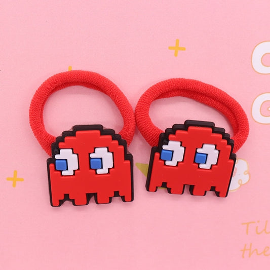 2Pcs Red Robot Kids Rubber Bands Ponytail Holder Headband Hair Rope Ties Gift