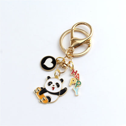 4 Styles Cartoon Cute Sports Skating Panda Keychain Charms Creative Girls Bag