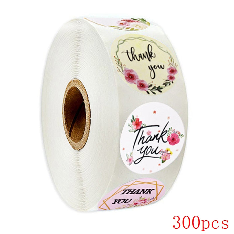 50-500pcs 8 styles Thank You Sticker for Seal Labels Round Floral Multi Color