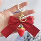 5 Styles Strawberry Pendant Keychain Keyring Bow Bell Heart Bag Ornaments