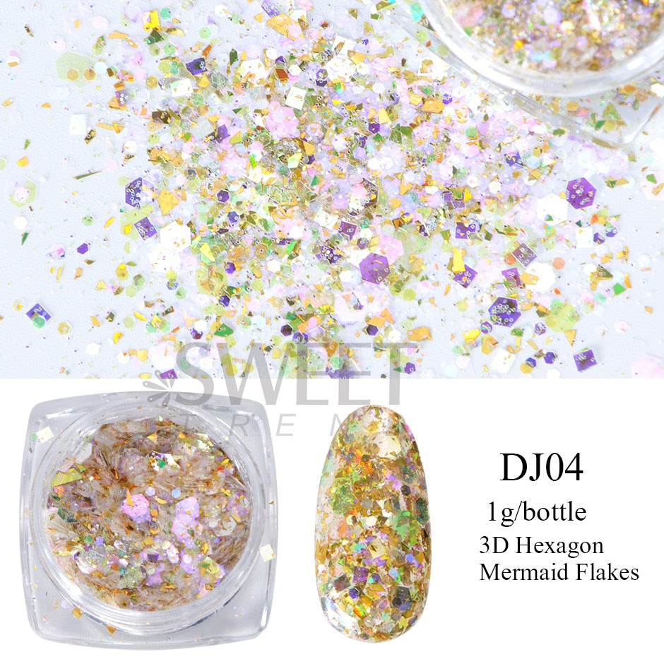 54 Colors 1 Box Reflective Nail Powder Flash Disco Diamond Chrome Pigment