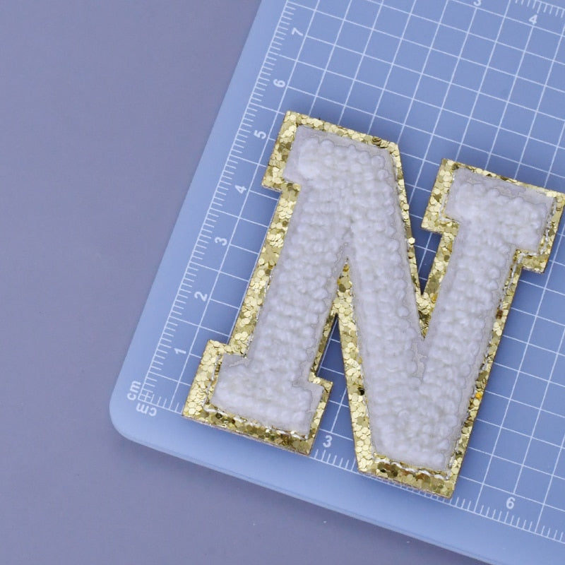 A-Z Letter Patches 5.5cm Adhesive Letter Patches Towel Chenille Embroidery For