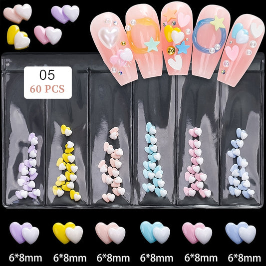 Colorful Heart Acrylic Nail Art Decor Nails DIY Manicure Fashion Nail