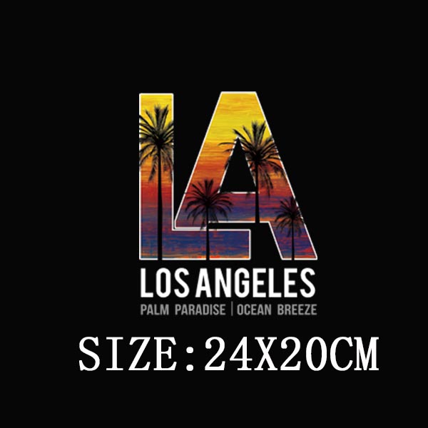 LA Los Angeles Palm Paradise Thermal Sticker Letter Patches Clothing DIY Iron-On