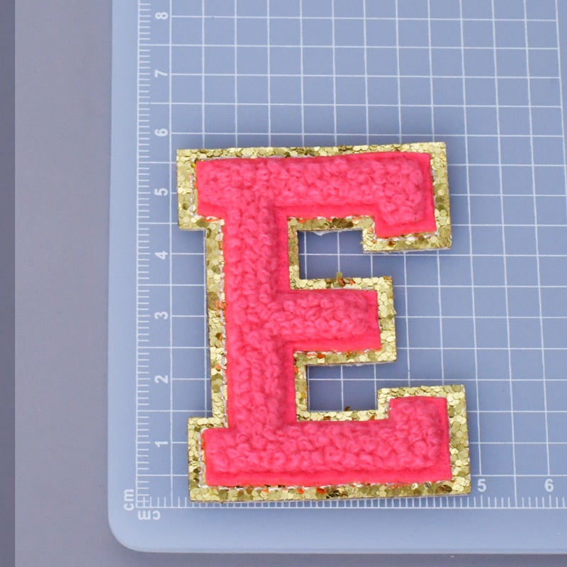 A-Z Letter Patches 5.5cm Adhesive Letter Patches Towel Chenille Embroidery For