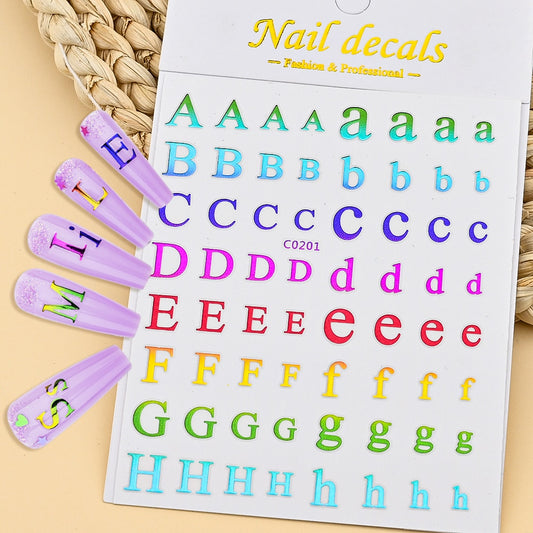 Colorful Partial Alphabet Letters Nails Stickers Adhesive DIY Nail Art Decals