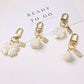 4 Styles White Rose Bowknot Keychain for Women Girls Car Key Holder Pearl Tassel