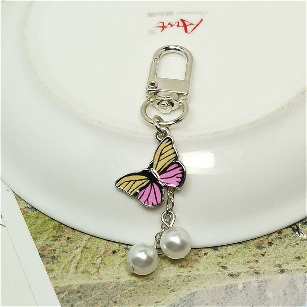 19 Styles Enamel Butterfly Keychain Color Dripping Butterfly Insects Color