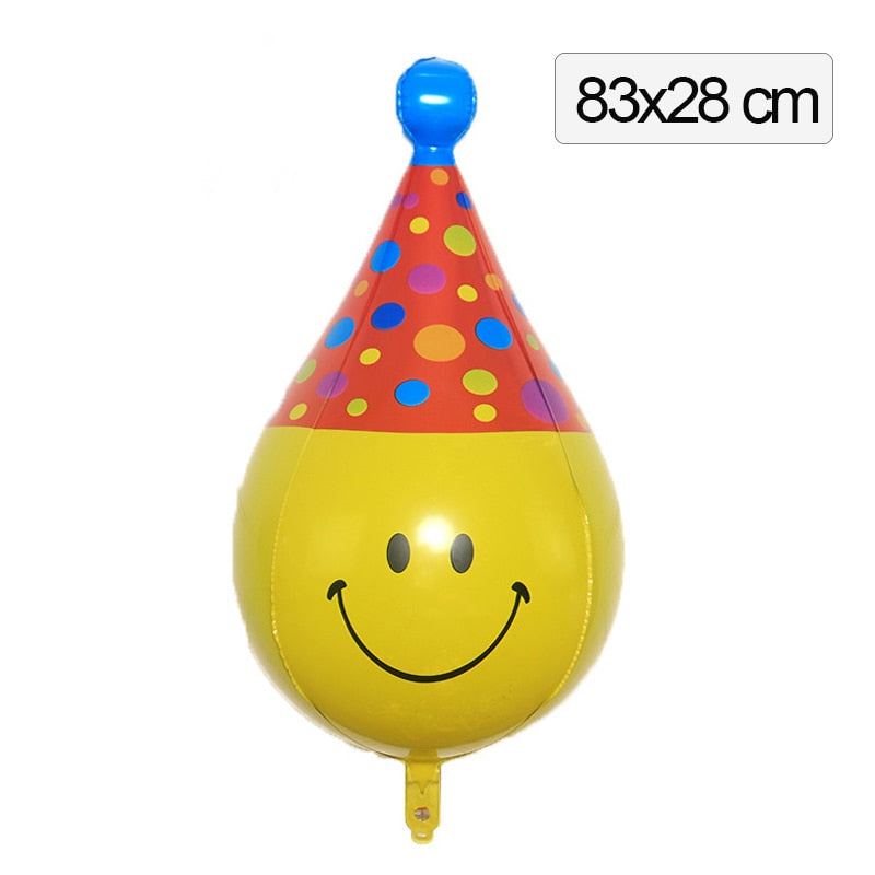 1pc Yellow Emoji Smile With Party Hat Balloons Birthday Party Decoration Art