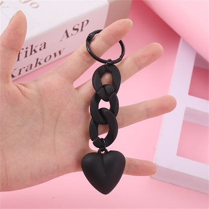 6 Styles Fashion Heart Acrylic Keychain Link Chain Keyring For Women Girls