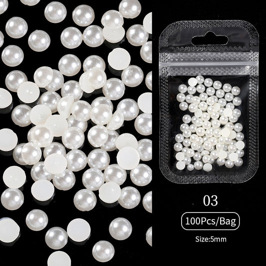 Pearls Decor Nail Art Charms DIY Flatback 3D Nail Decoration Nail Accessories