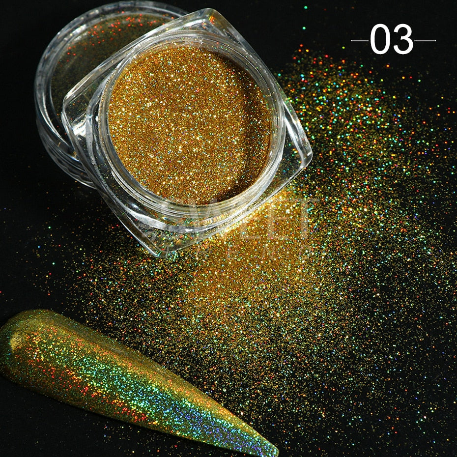 Fairy Nail Pigment Powder Holographic Fine Chrome Rubbing Dust Shimmer Gentle