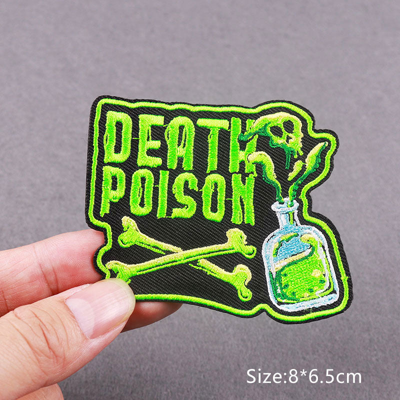 Death Poison Embroidery Patch Iron On Patches Clothing Thermo-Adhesive Badges