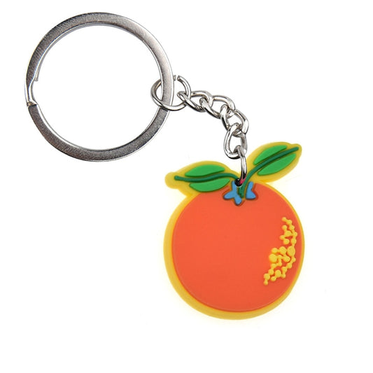 Orange Fruit PVC Keychain For Woman Colorful Keyring Cartoon Pendant Keychains