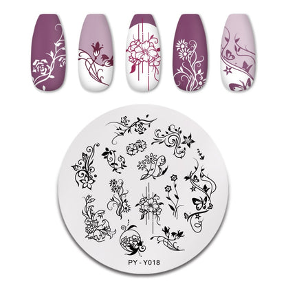 Abstract Flower Nail Stamping Plates Stencil Tools Template Plate Mold Nail Art