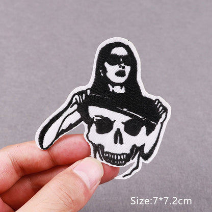 Halloween Female Skull Embroidery Patch Iron On Patches Clothing Thermo-Adhesive