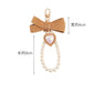 4 Styles Fabric Bow Keychain With Pearl Resin Heart Key Ring Charms For Women