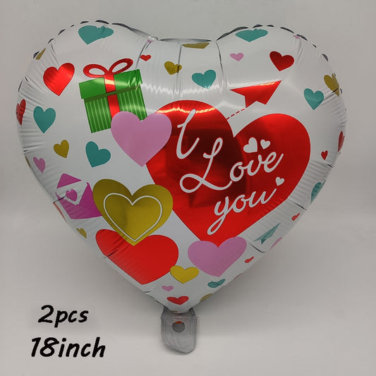 2pcs Colorful Heart Balloon Valentines Day Inflatable Balloon Birthday