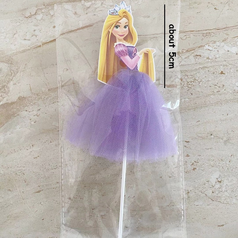 1pc Blonde Princess Purple Dress Cake Cupcake Toppers Cake Flag Birthday Baby