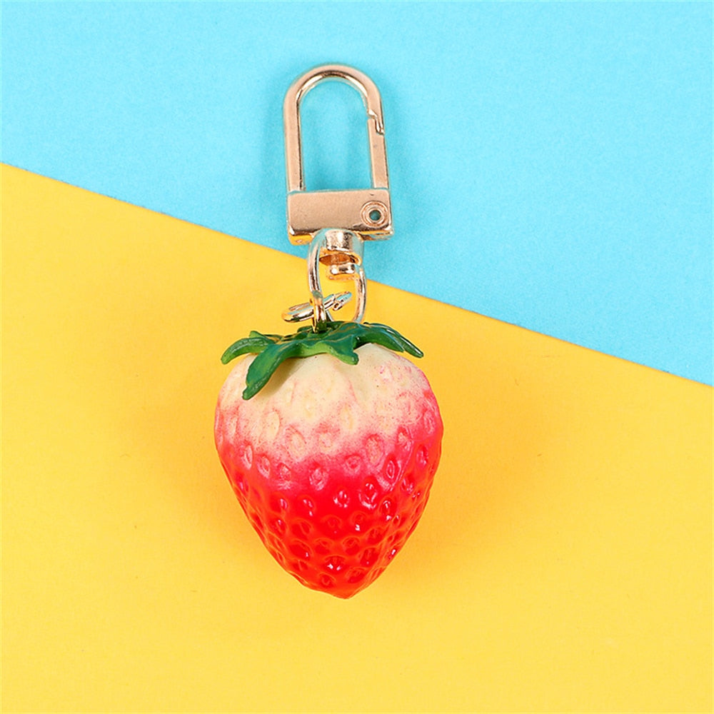 Simulation Strawberry Pendant Keychain Keyring Fashion Bag Ornaments Earphone