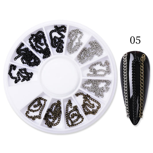 Black Silver Color Decor Nail Art Decoration Accessories Nails Jewelry Manicure