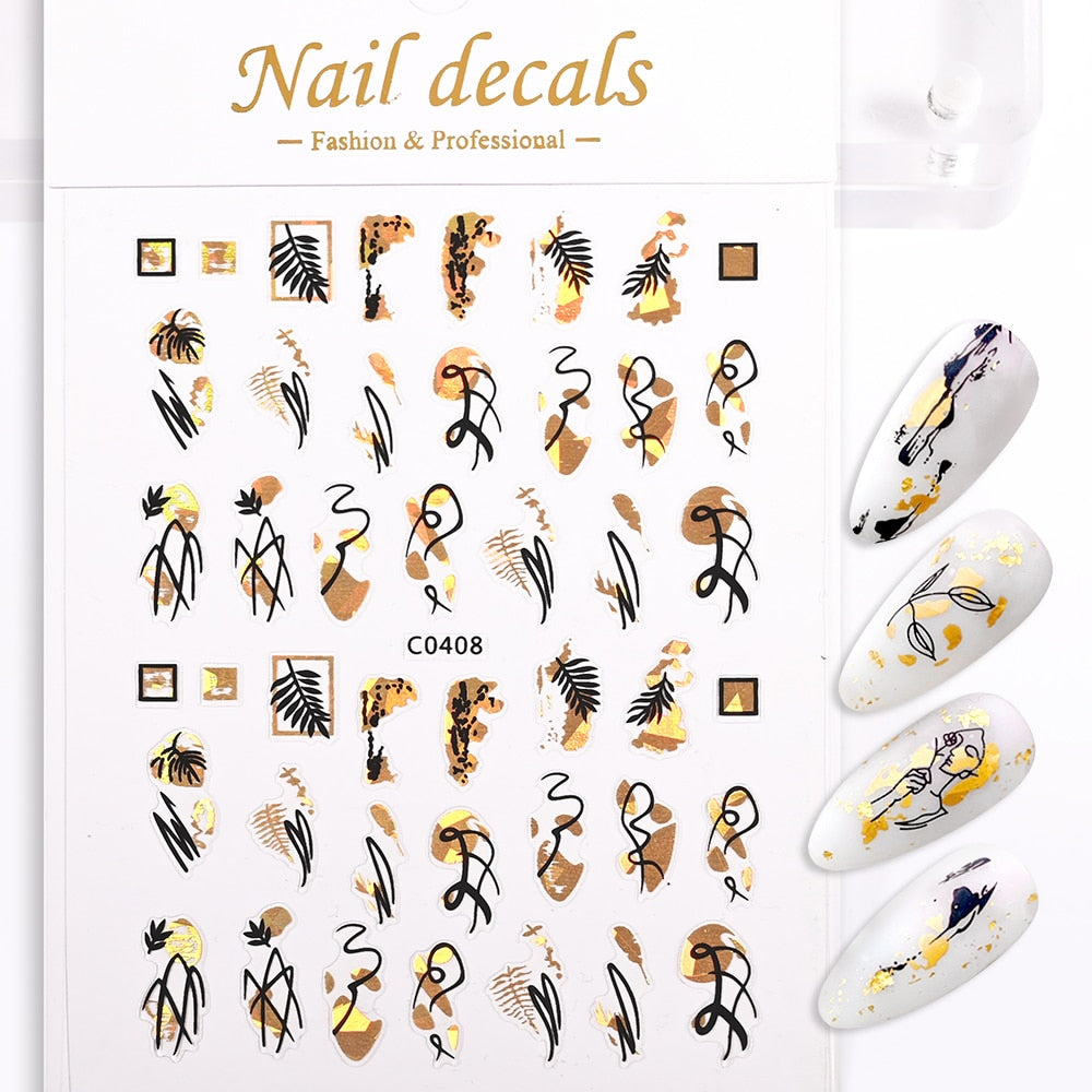 Leaf Plant Hatch Nails Stickers Adhesive DIY Nail Art Decals Nail Accessories