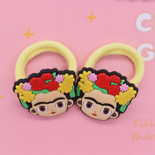 2Pcs Mexican Girl Kids Rubber Bands Ponytail Holder Headband Hair Rope Ties Gift