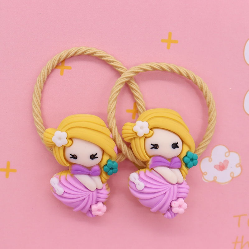 2Pcs Fairy Girl Baby Headband Scrunchies Children's Elastic Bands Kids Hair Ties