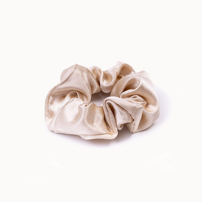 14 Styles Big Satin Solid Color Scrunchie Women Silk Elastic Handmade Hair Band