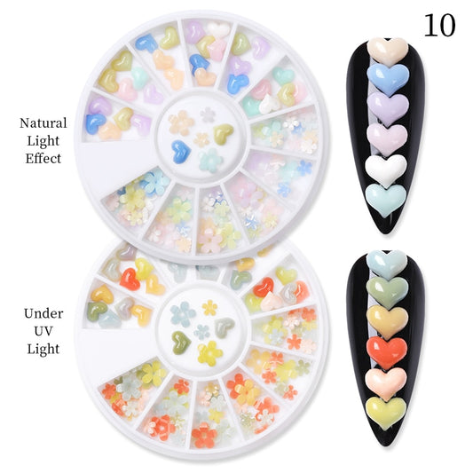 Color Changing Heart Flower Nail Art Decoration Accessories Nails Jewelry