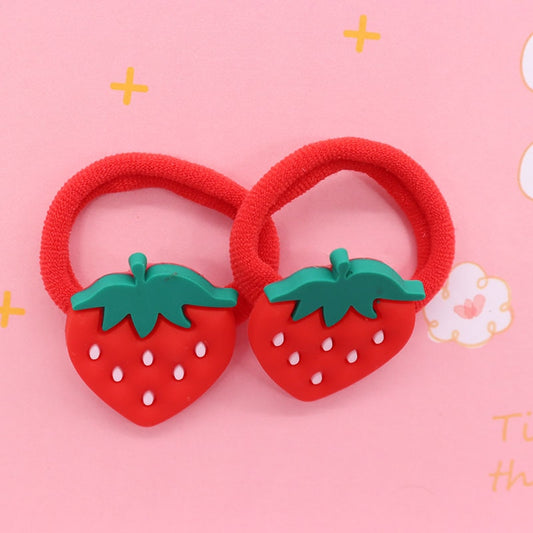 2Pcs Strawberry Cute Rubber Band Hairbands Creative Scrunchies Kids Elastic