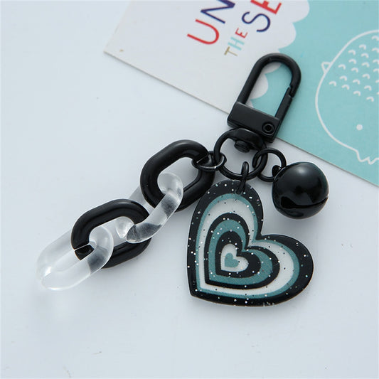 6 Colors Heart Pendant Chain Decor Acrylic Keychains Cute Love Keyrings Women