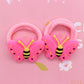 2Pcs Pink Butterfly Cute Rubber Band Hairbands Creative Scrunchies Kids Elastic